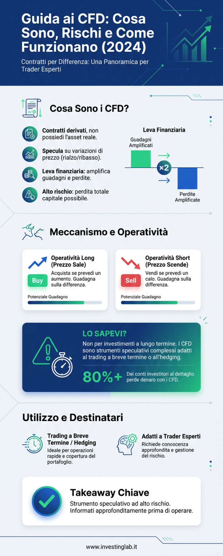 Infografica 1 -- Guida ai CFD: Cosa Sono, Rischi e Come Funzionano (2024)