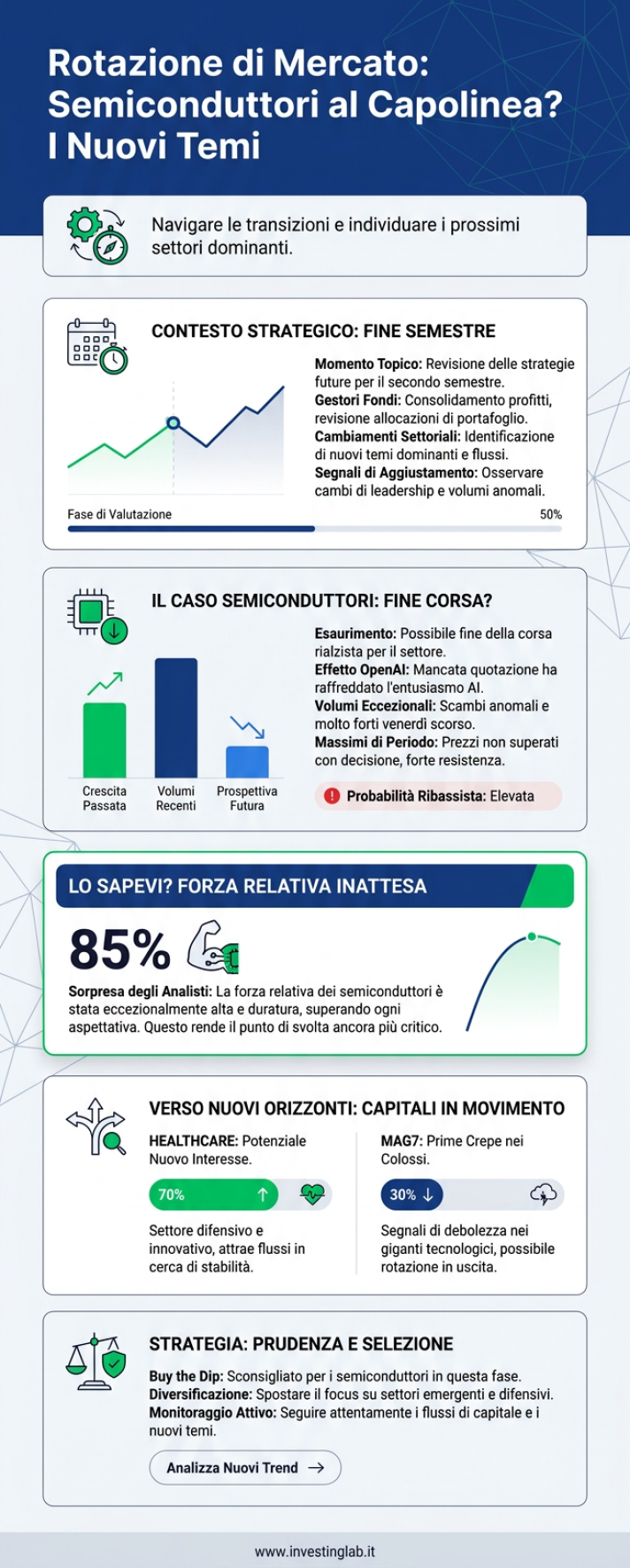 Infografica 1 -- Rotazione di Mercato: Semiconduttori al Capolinea? I Nuovi Temi
