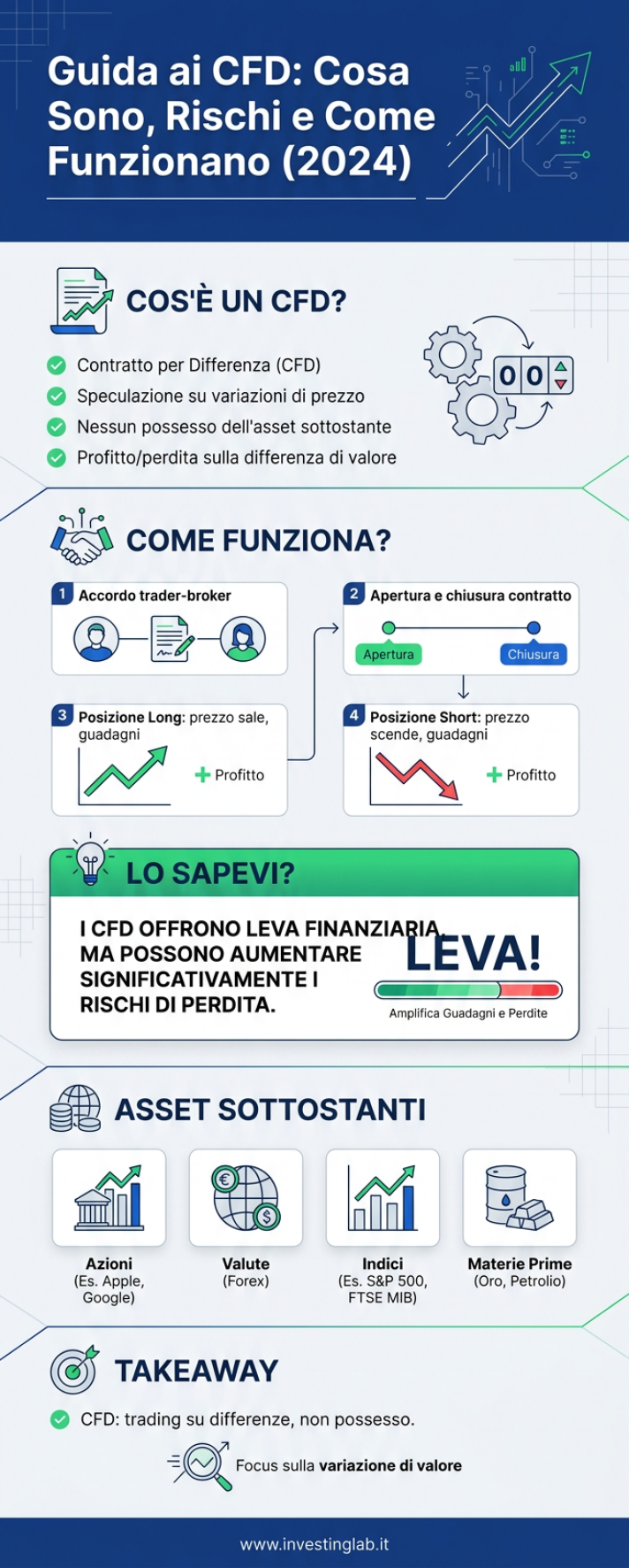 Infografica 2 -- Guida ai CFD: Cosa Sono, Rischi e Come Funzionano (2024)