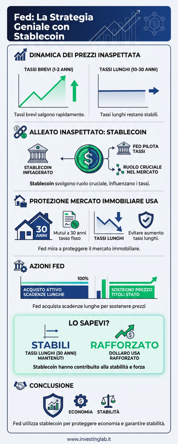 Infografica — Fed: La Strategia Geniale che Sfrutta le Stablecoin per Pilotare i Tassi