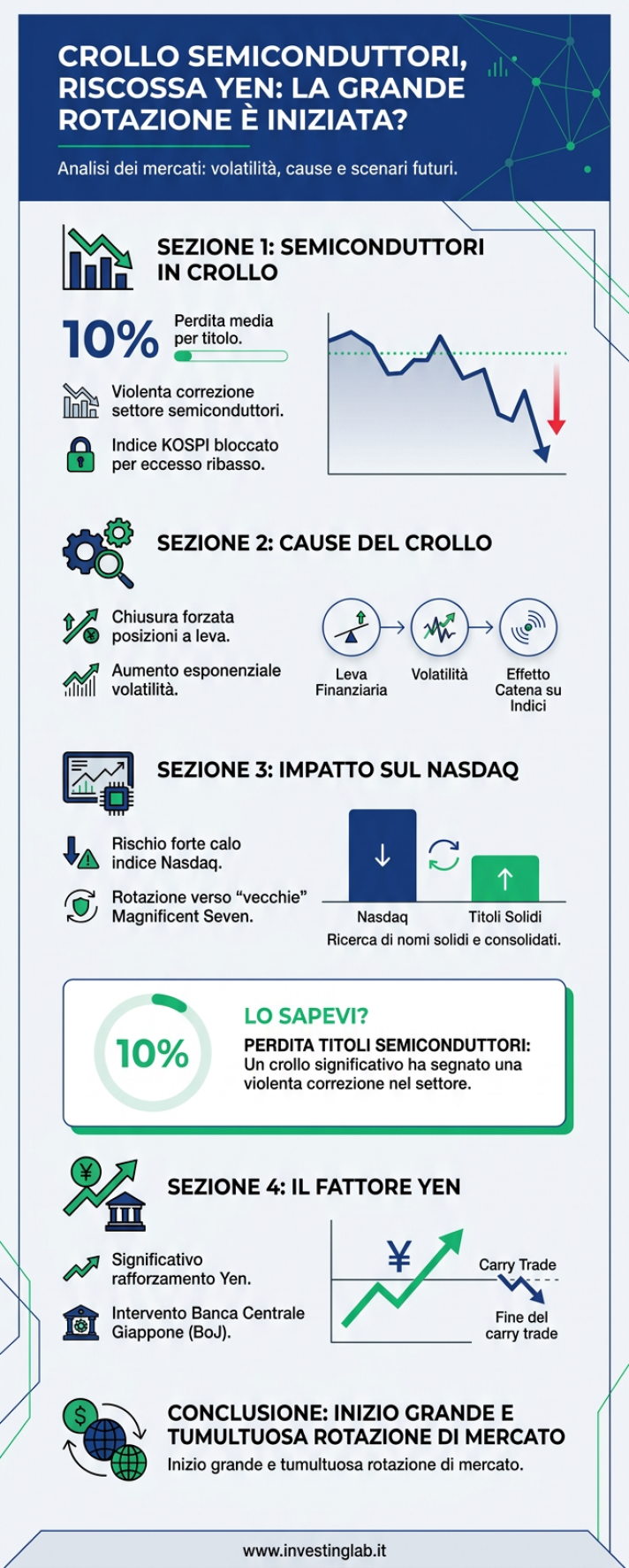 Infografica 1 -- Crollo Semiconduttori, Riscossa Yen: La Grande Rotazione è Iniziata?