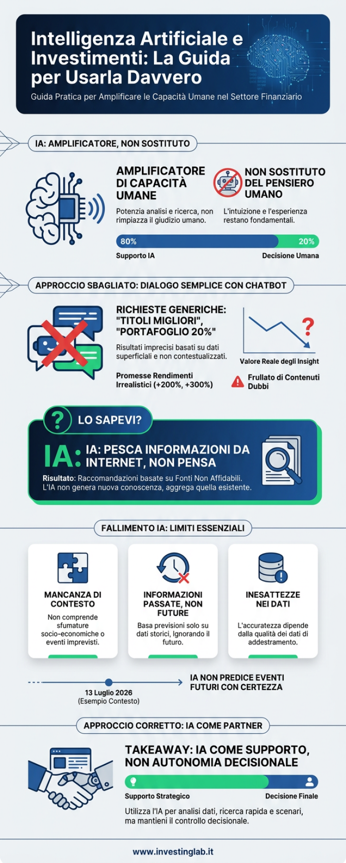 Infografica 1 -- Intelligenza Artificiale e Investimenti: La Guida per Usarla Davvero