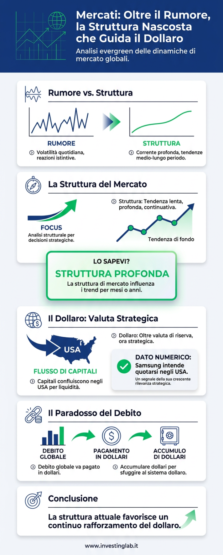 Infografica 1 -- Mercati: Oltre il Rumore, la Struttura Nascosta che Guida il Dollaro