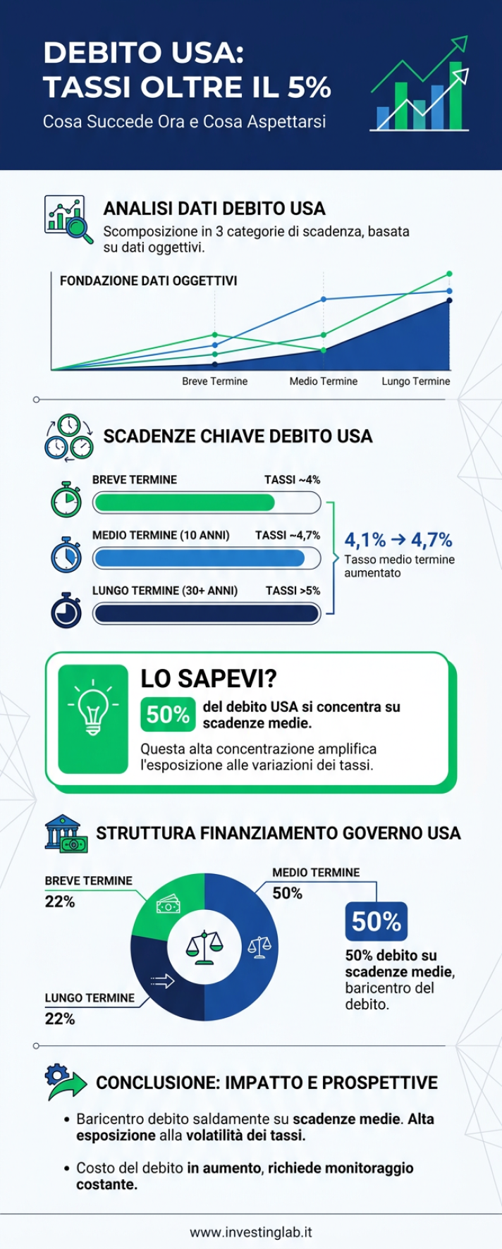 Infografica 1 -- Debito USA: Tassi Oltre il 5%, Cosa Succede Ora e Cosa Aspettarsi