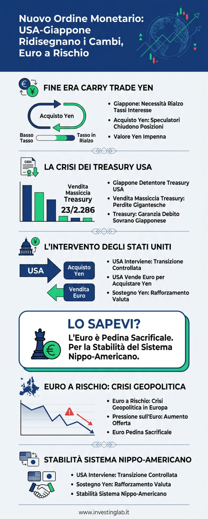 Infografica 1 -- Nuovo Ordine Monetario: USA-Giappone Ridisegnano i Cambi, Euro a Rischio